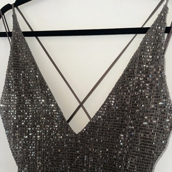 Express Sparkly Sequin Spaghetti Strap Top - Picture 2 of 4
